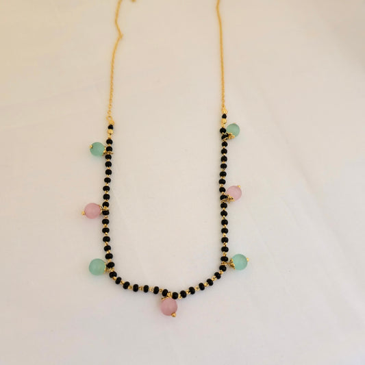 Pastel Bead Black Bead Mangalsutra Dokiya Necklace for Women | Trendy Daily Wear Design