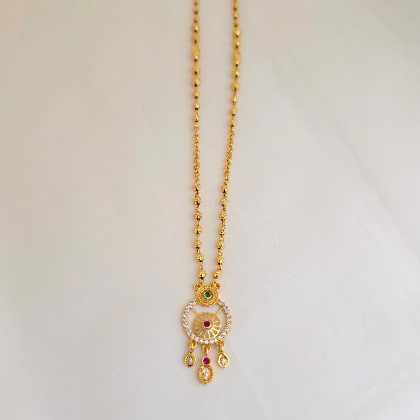 Elegant Circular Pendant Dokia Necklace for Women | Gold Finish Daily Wear Chain Design