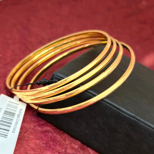 Gold Plated Slim Plain Bangles Set for Women | Minimal Glossy Daily Wear Bangles