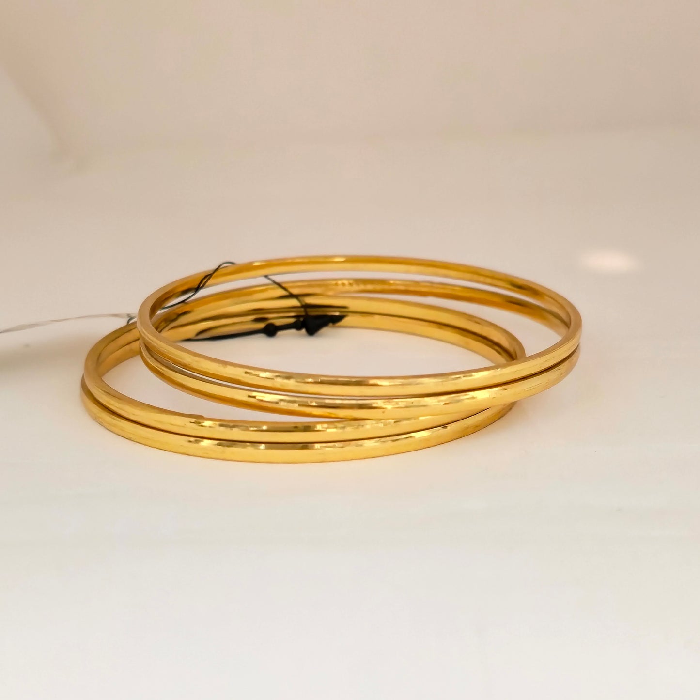 Gold Plated Slim Plain Bangles Set for Women | Minimal Glossy Daily Wear Bangles
