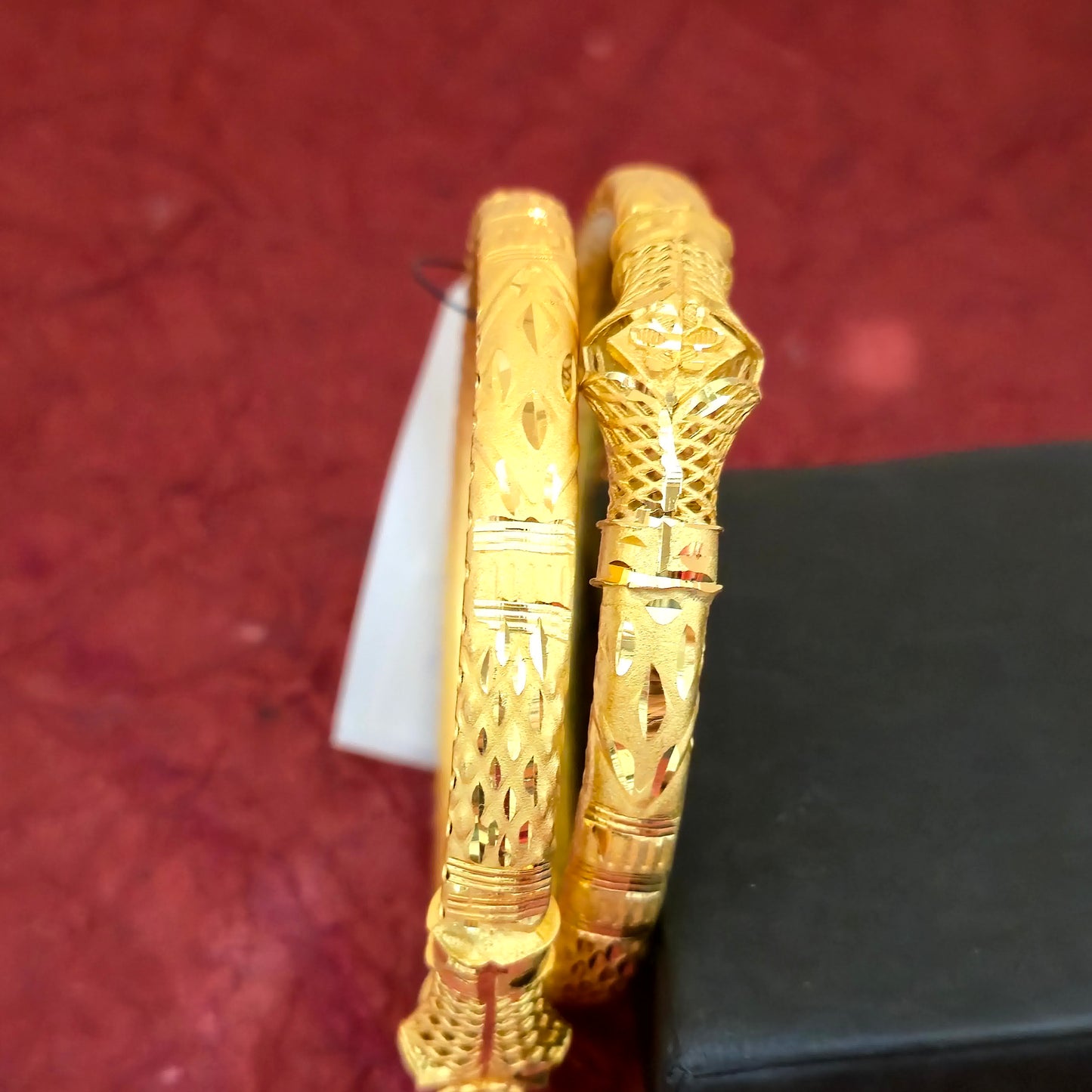 Gold Plated Traditional Kada Bangles with Intricate Center Motif | Designer Openwork Bangles