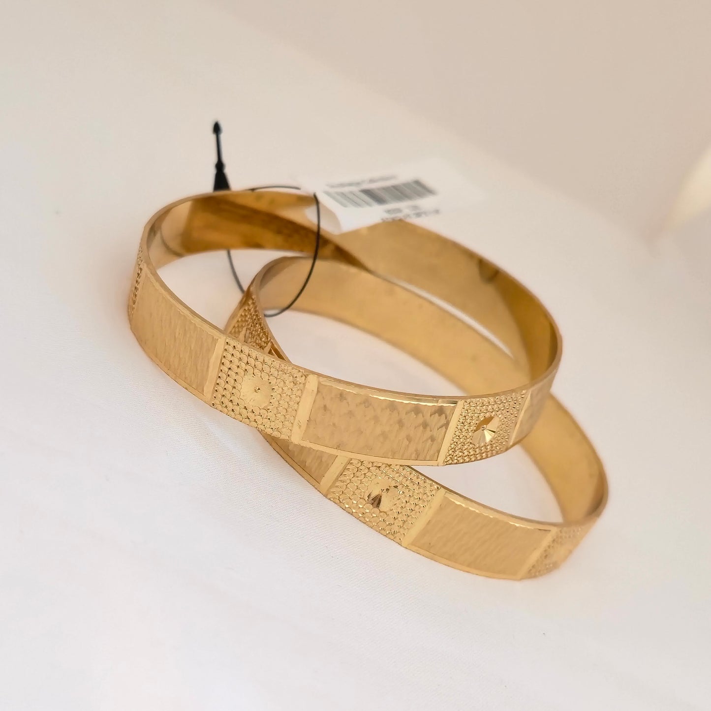 Gold Plated Dual Tone Textured Bangles Set for Women | Designer Block Pattern Broad Bangles