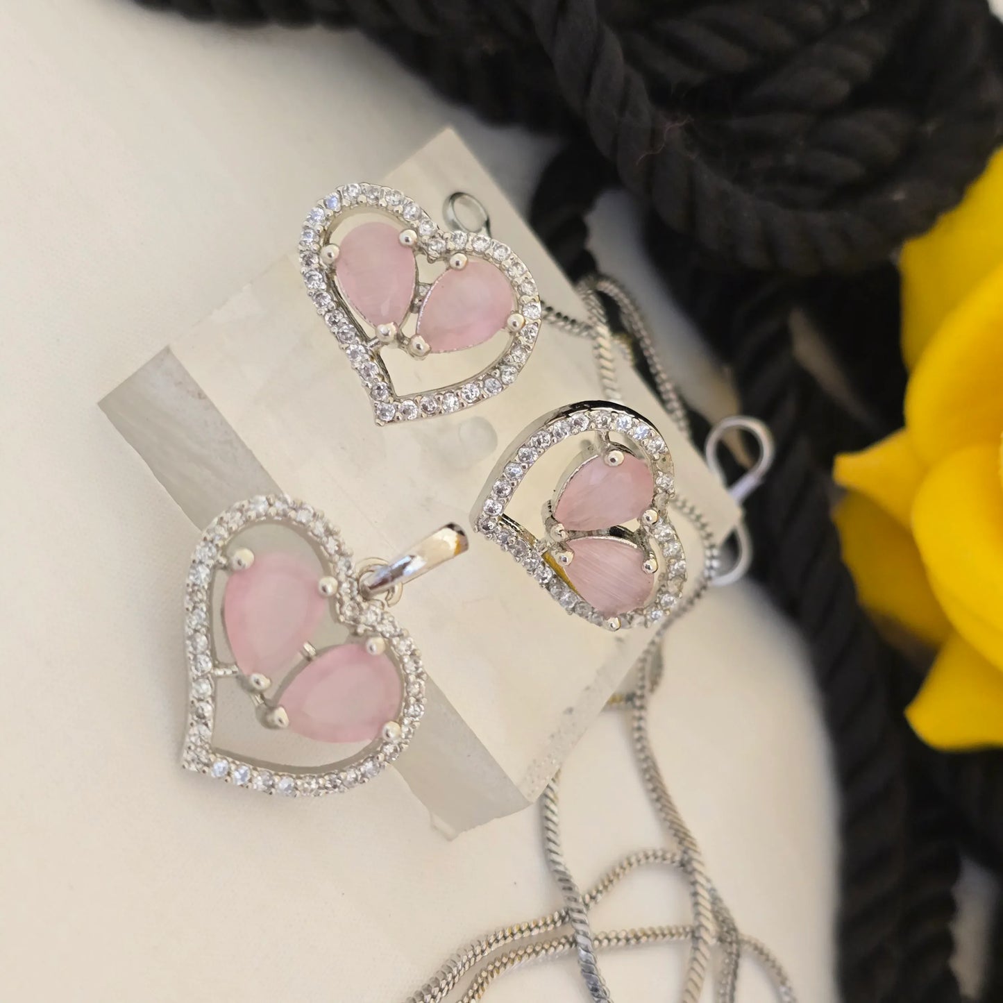 Heart-shaped_pink_pendant_with_silver - Saubhagya Collection