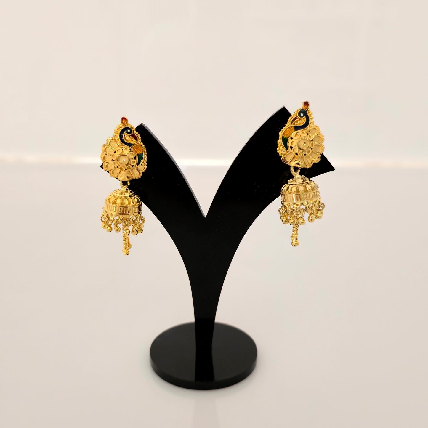 1 Gram Gold (Forming) Gold Tone Peacock Design Traditional Necklace Set with Earrings | Designer Antique Jewellery for Women