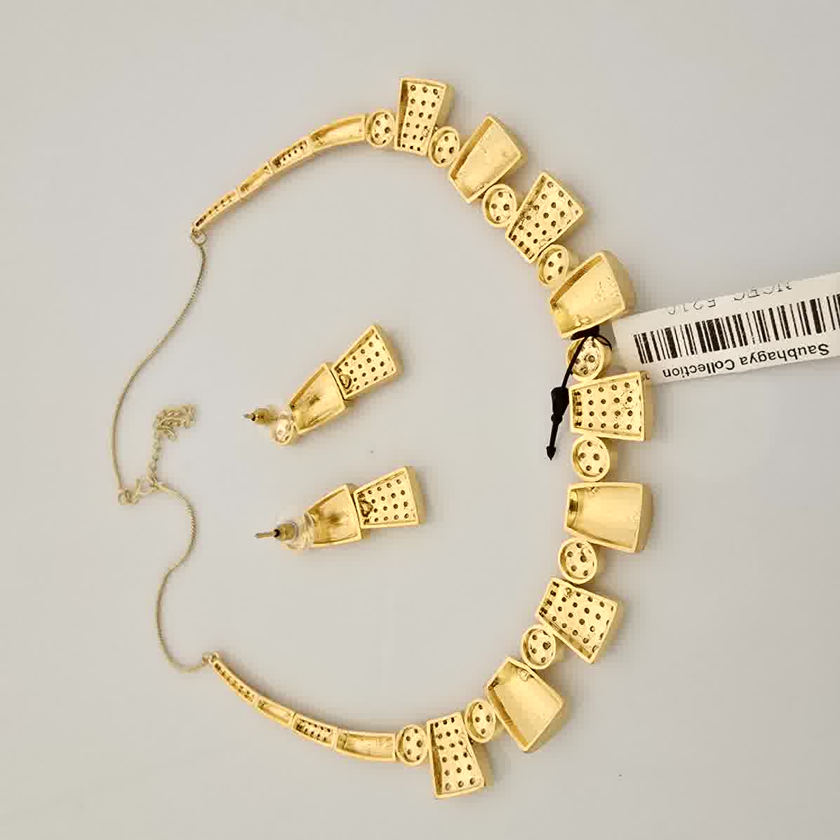 1.5 Gram Gold (Forming) Gold Tone Minimal Design Necklace Set | Elegant Geometric Necklace with Earrings for Women