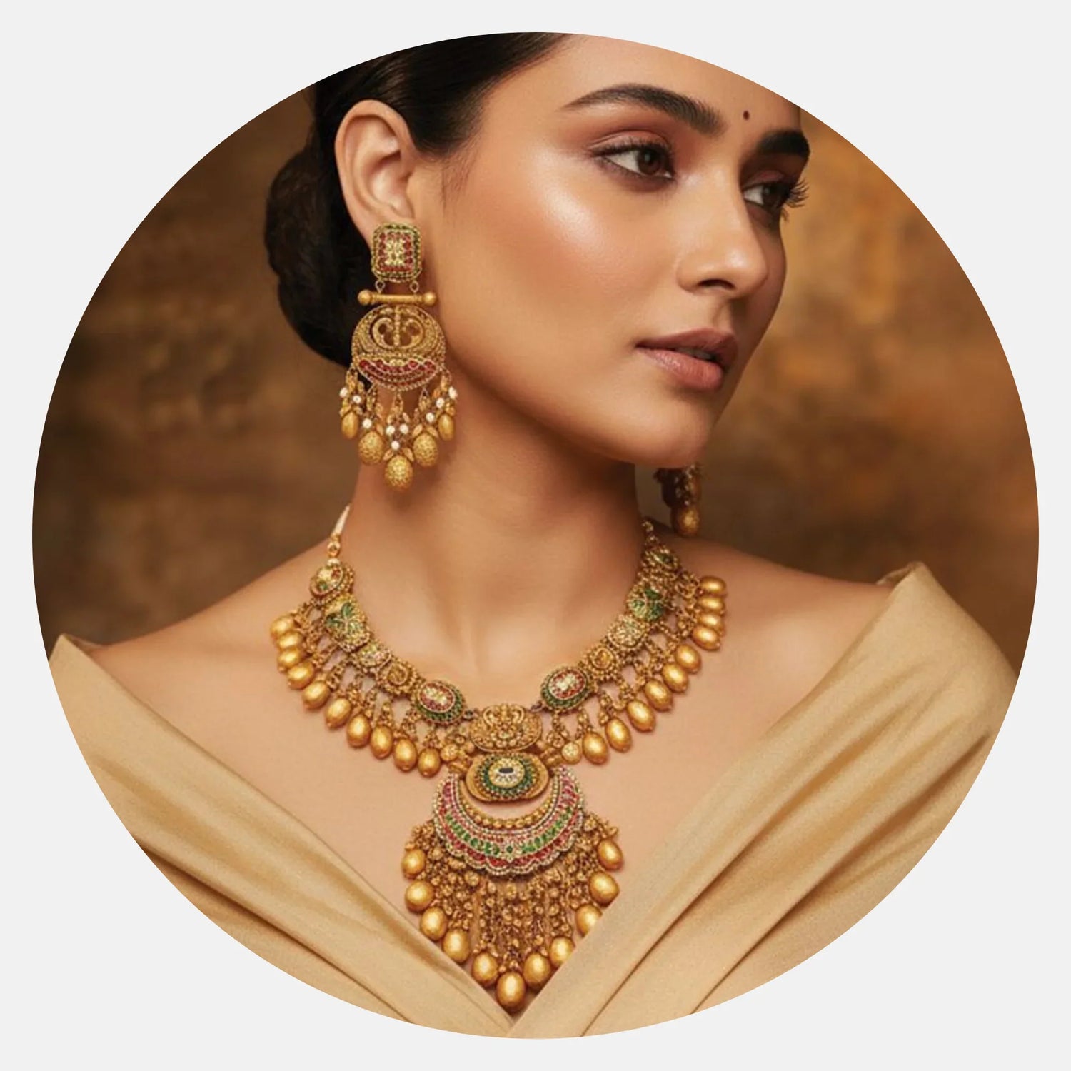 Gram gold necklace for women traditional gold plated design, artificial gram gold necklace set elegant bridal style, gold plated imitation necklace for women party wear design, stylish gram gold necklace lightweight daily wear jewellery,