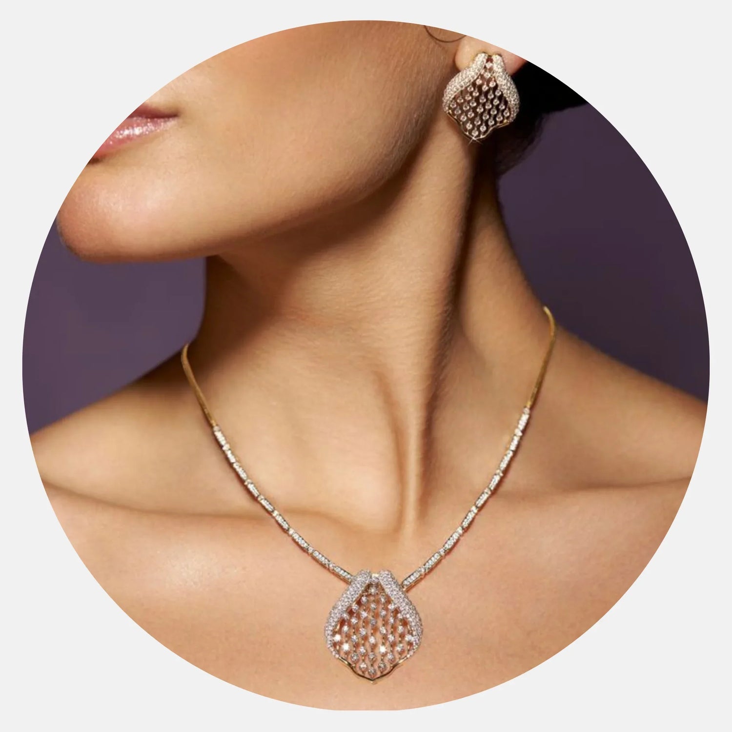 American diamond pendant set for women stylish design, AD pendant set with earrings elegant look, Gold plated AD pendant set chain design, Fashion pendant set latest design for girls, Minimal AD pendant set for daily wear,