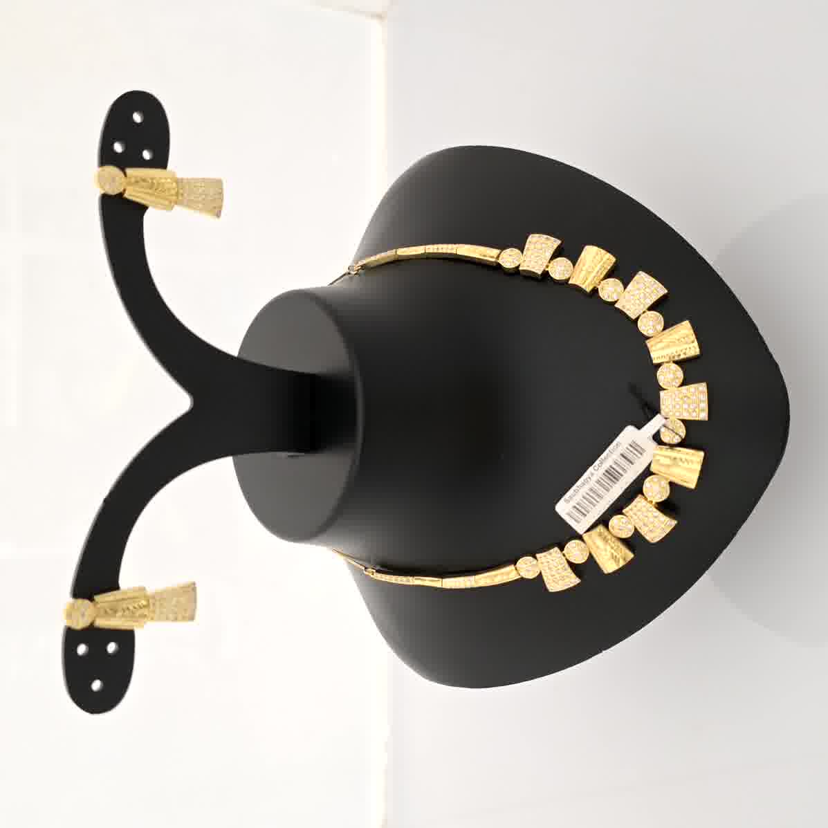 1.5 gram gold forming gold tone minimal geometric necklace set with earrings for women lightweight jewellery