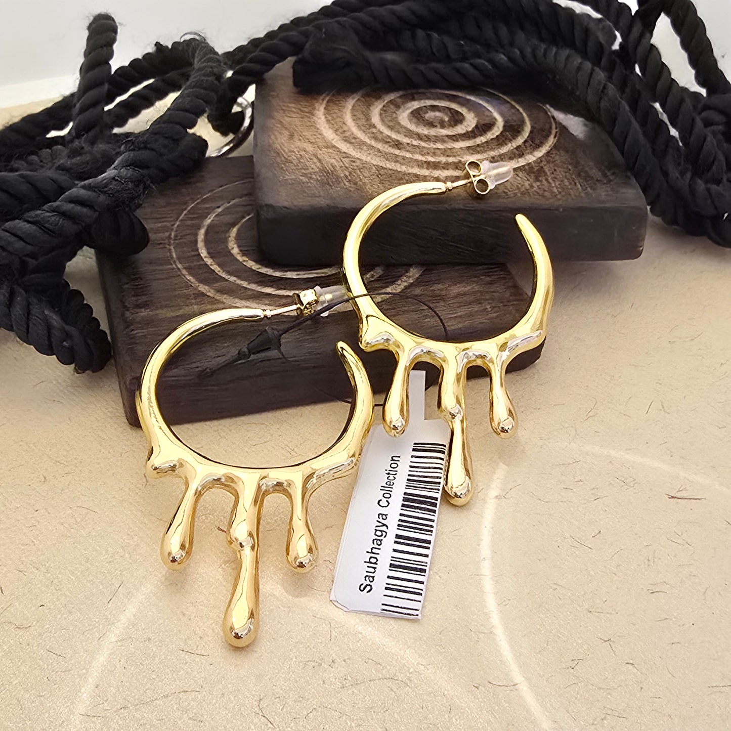Gold Melt Hoop Statement Earrings