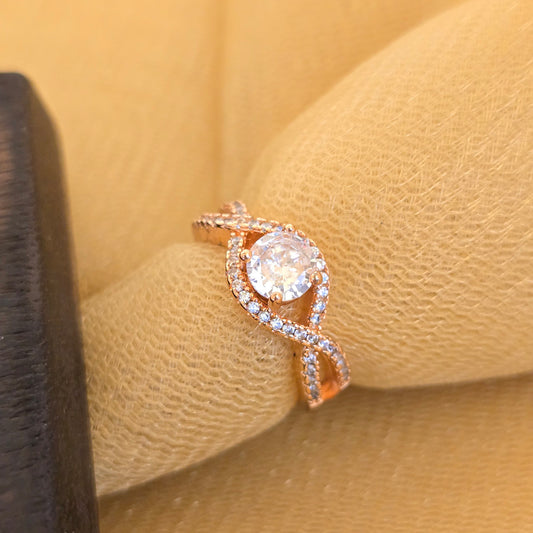 Rose Gold Infinity Halo Sparkle Ring