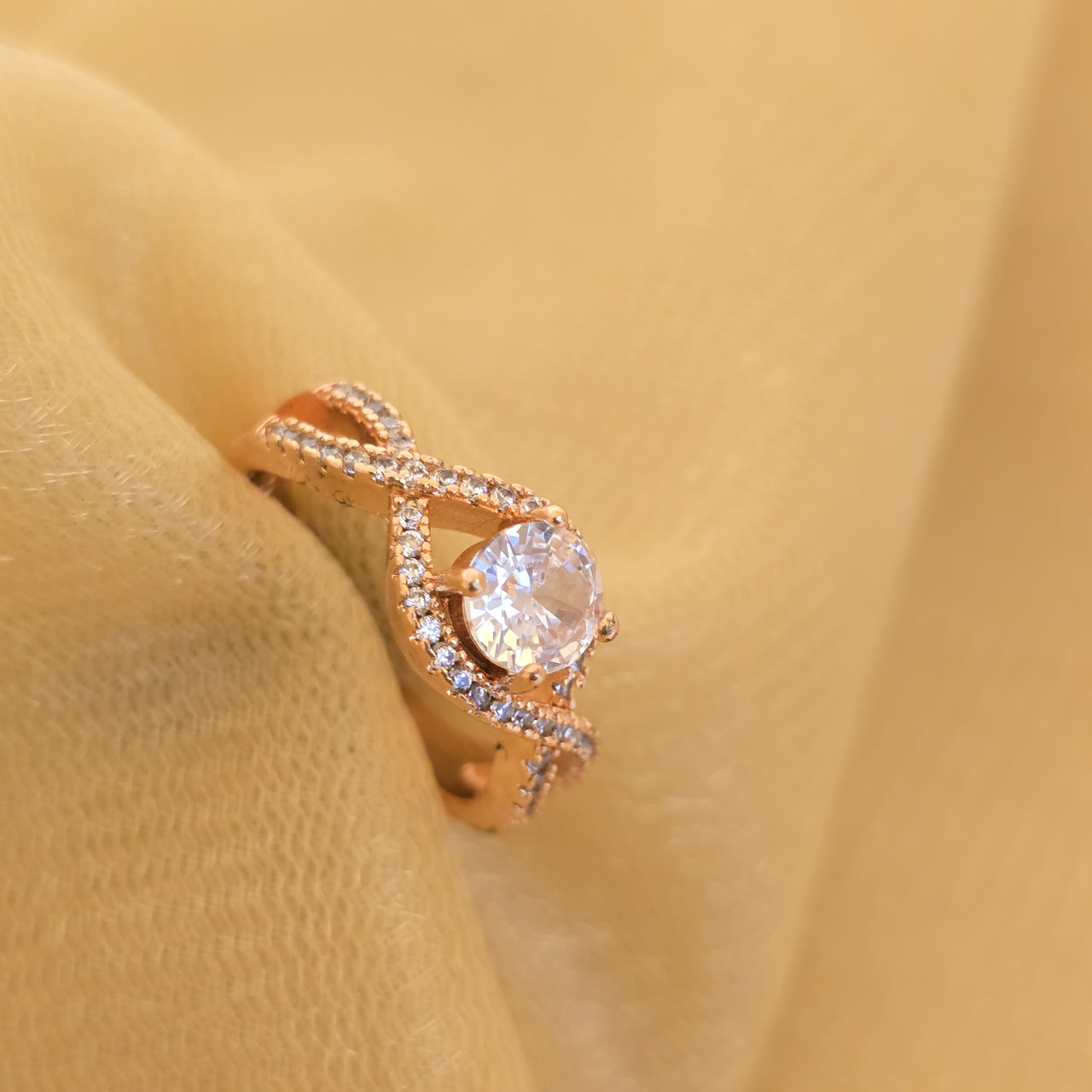 Rose Gold Infinity Halo Sparkle Ring