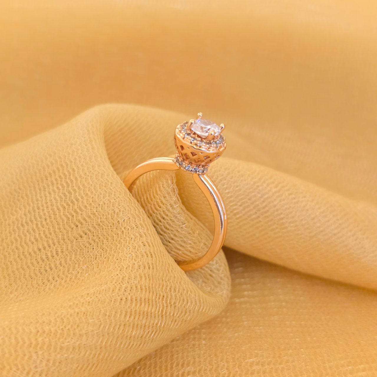 Rose Gold Solitaire Sparkle Ring