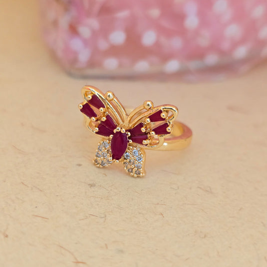 AD Ring 24Caret Ruby Butterfly Gold Statement Ring