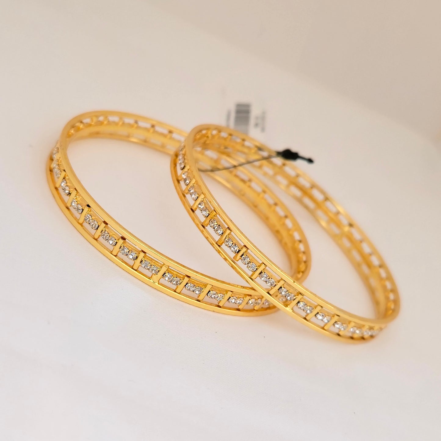Gold Plated American Diamond Bangles Set for Women | Elegant Stone Line AD Bangles