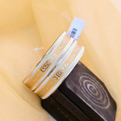 Gold & Silver Dual Tone CNC Cut Bangles Set for Women | Engraved Strip Designer Bangles