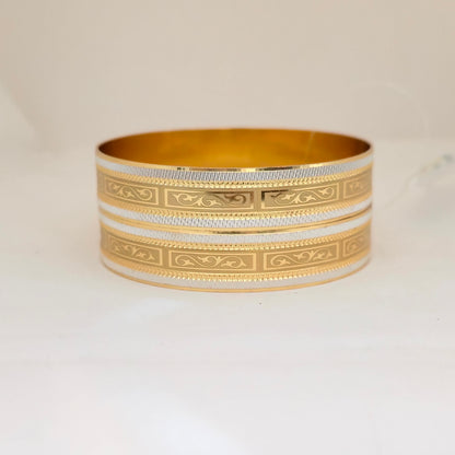 Gold & Silver Dual Tone CNC Cut Bangles Set for Women | Engraved Strip Designer Bangles
