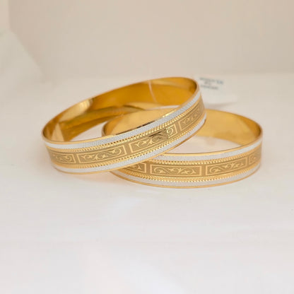 Gold & Silver Dual Tone CNC Cut Bangles Set for Women | Engraved Strip Designer Bangles