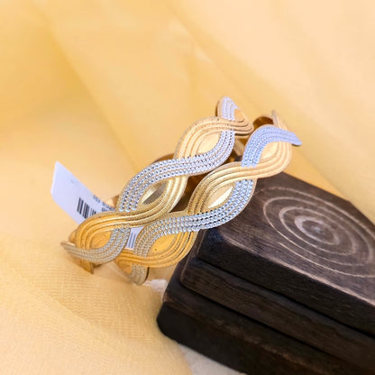 Dual Tone CNC Cut Wave Design Bangles for Women | Gold & Silver Designer Statement Bangles