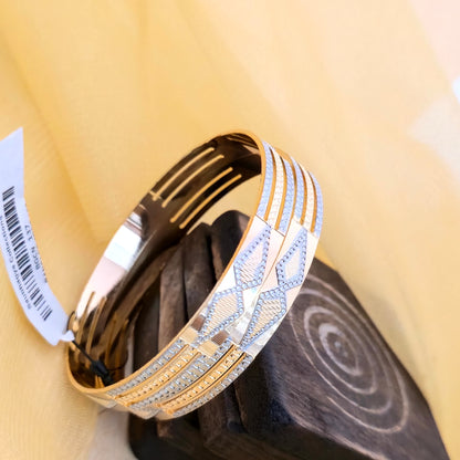 Dual Tone CNC Diamond Pattern Bangles for Women | Gold & Silver Geometric Designer Bangles