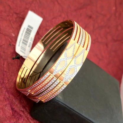 Dual Tone CNC Diamond Pattern Bangles for Women | Gold & Silver Geometric Designer Bangles
