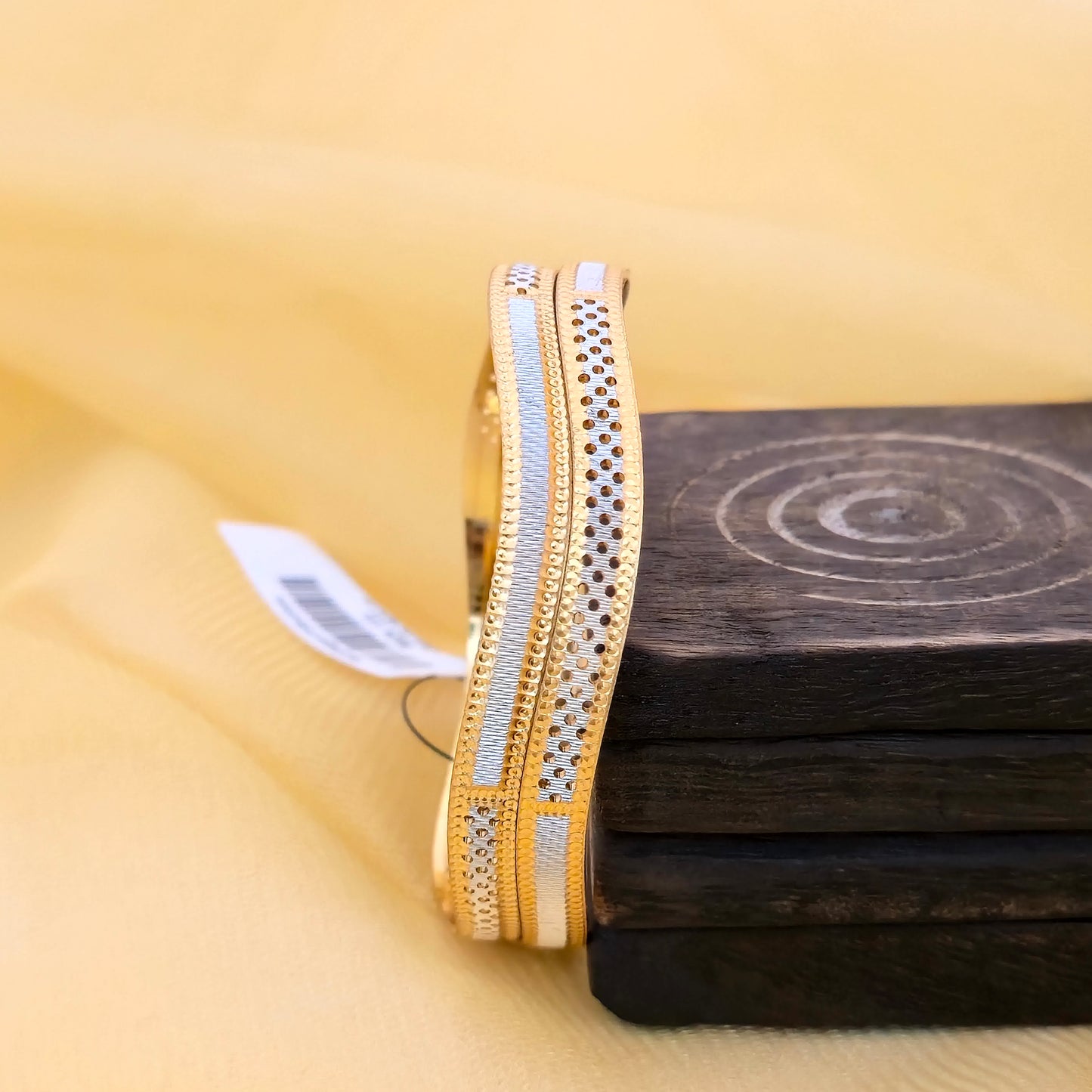 Dual Tone CNC Textured Line Bangles for Women | Gold & Silver Minimal Designer Bangles