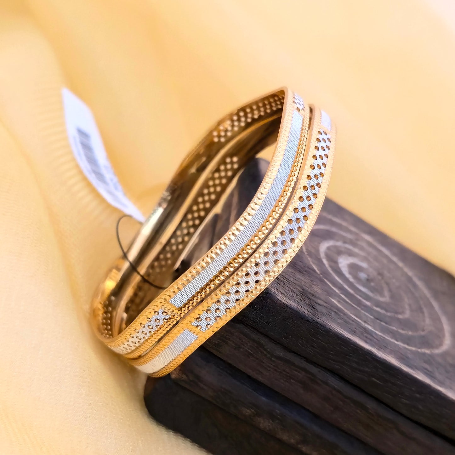 Dual Tone CNC Textured Line Bangles for Women | Gold & Silver Minimal Designer Bangles