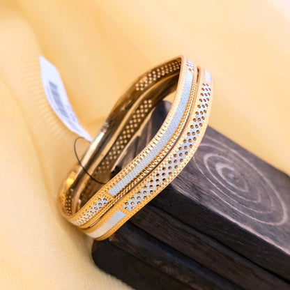 Dual Tone CNC Textured Line Bangles for Women | Gold & Silver Minimal Designer Bangles