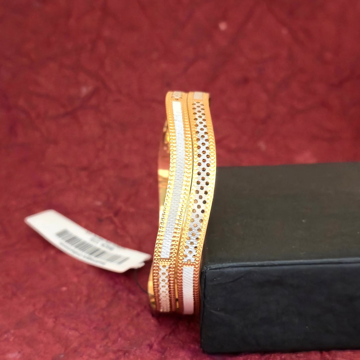 Dual Tone CNC Textured Line Bangles for Women | Gold & Silver Minimal Designer Bangles