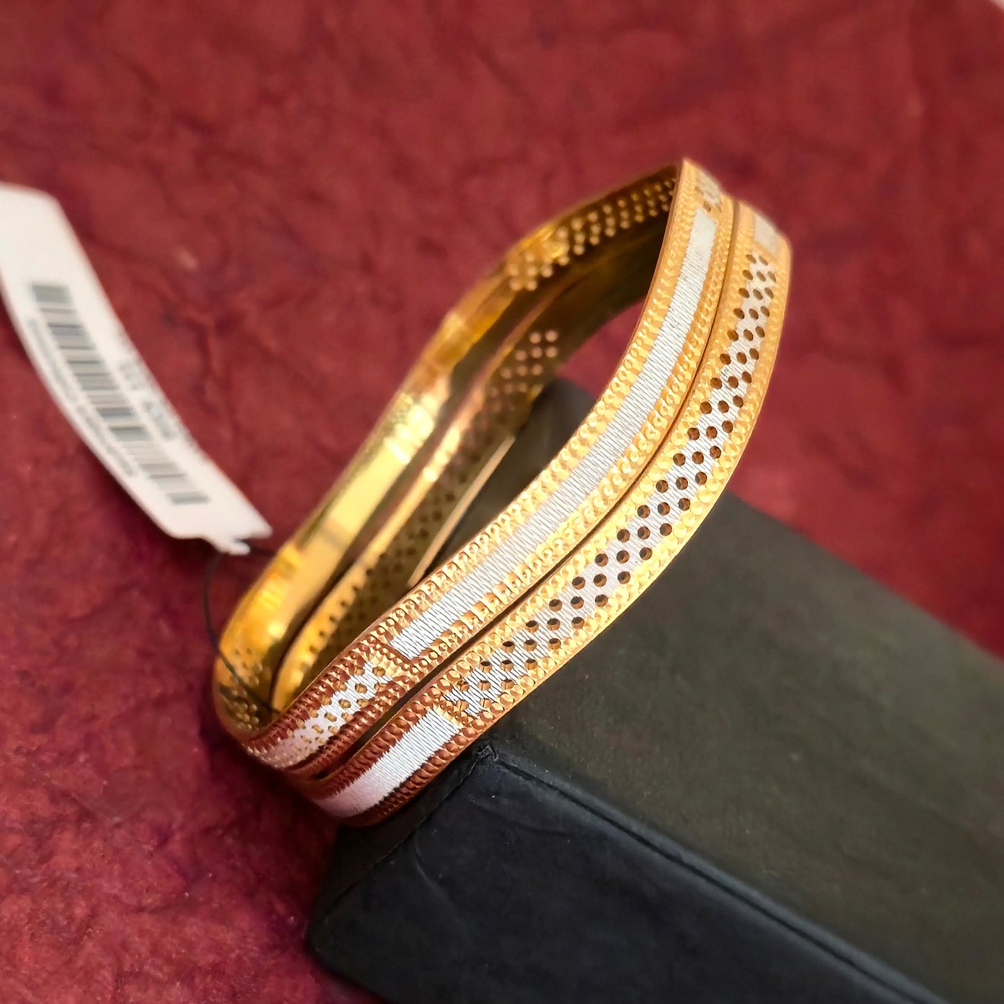 Dual Tone CNC Textured Line Bangles for Women | Gold & Silver Minimal Designer Bangles