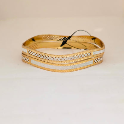 Dual Tone CNC Textured Line Bangles for Women | Gold & Silver Minimal Designer Bangles
