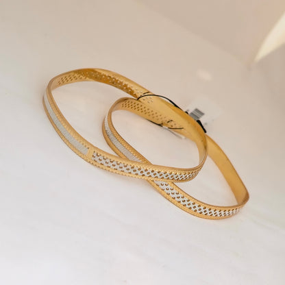 Dual Tone CNC Textured Line Bangles for Women | Gold & Silver Minimal Designer Bangles