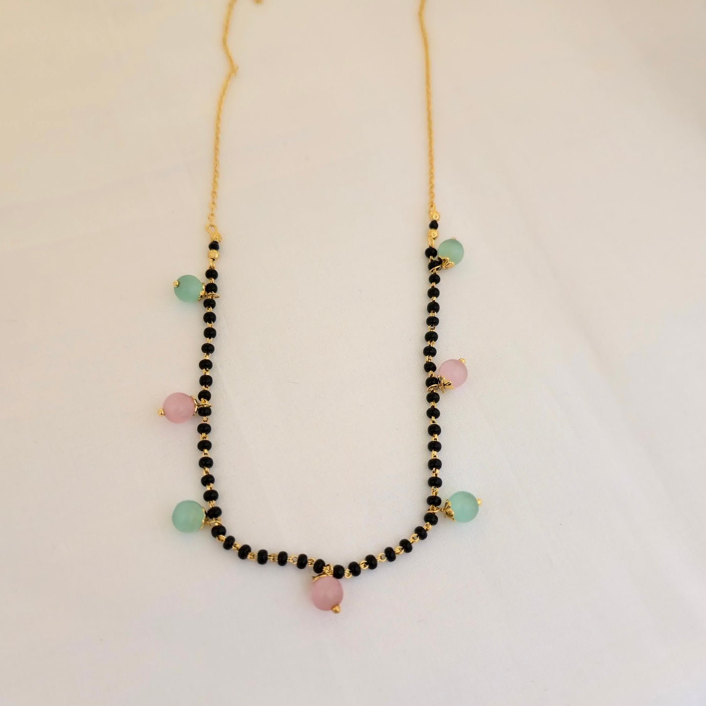 Pastel Bead Black Bead Mangalsutra Dokiya Necklace for Women | Trendy Daily Wear Design