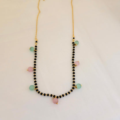 Pastel Bead Black Bead Mangalsutra Dokiya Necklace for Women | Trendy Daily Wear Design