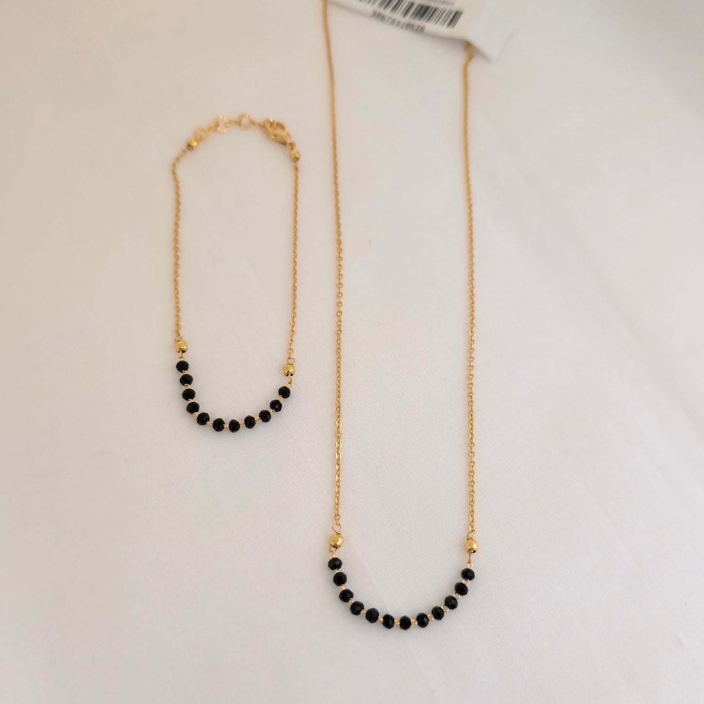 Minimal Black Bead Gold Finish Mangalsutra Necklace for Women | Elegant Daily Wear Design