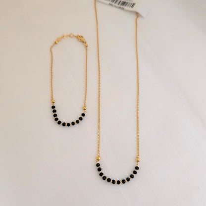 Minimal Black Bead Gold Finish Mangalsutra Necklace for Women | Elegant Daily Wear Design