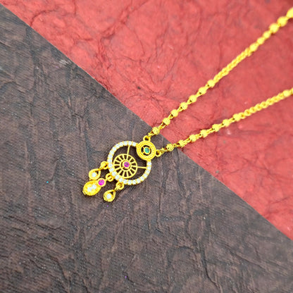 Elegant Circular Pendant Dokia Necklace for Women | Gold Finish Daily Wear Chain Design