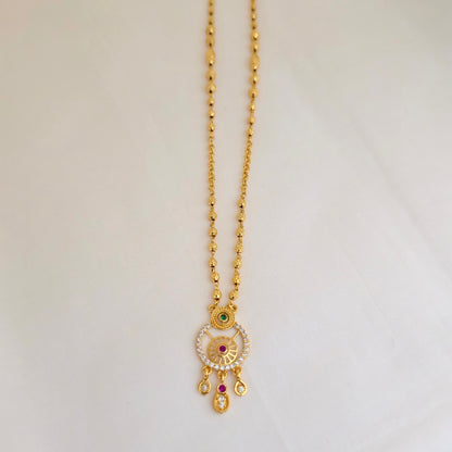 Elegant Circular Pendant Dokia Necklace for Women | Gold Finish Daily Wear Chain Design