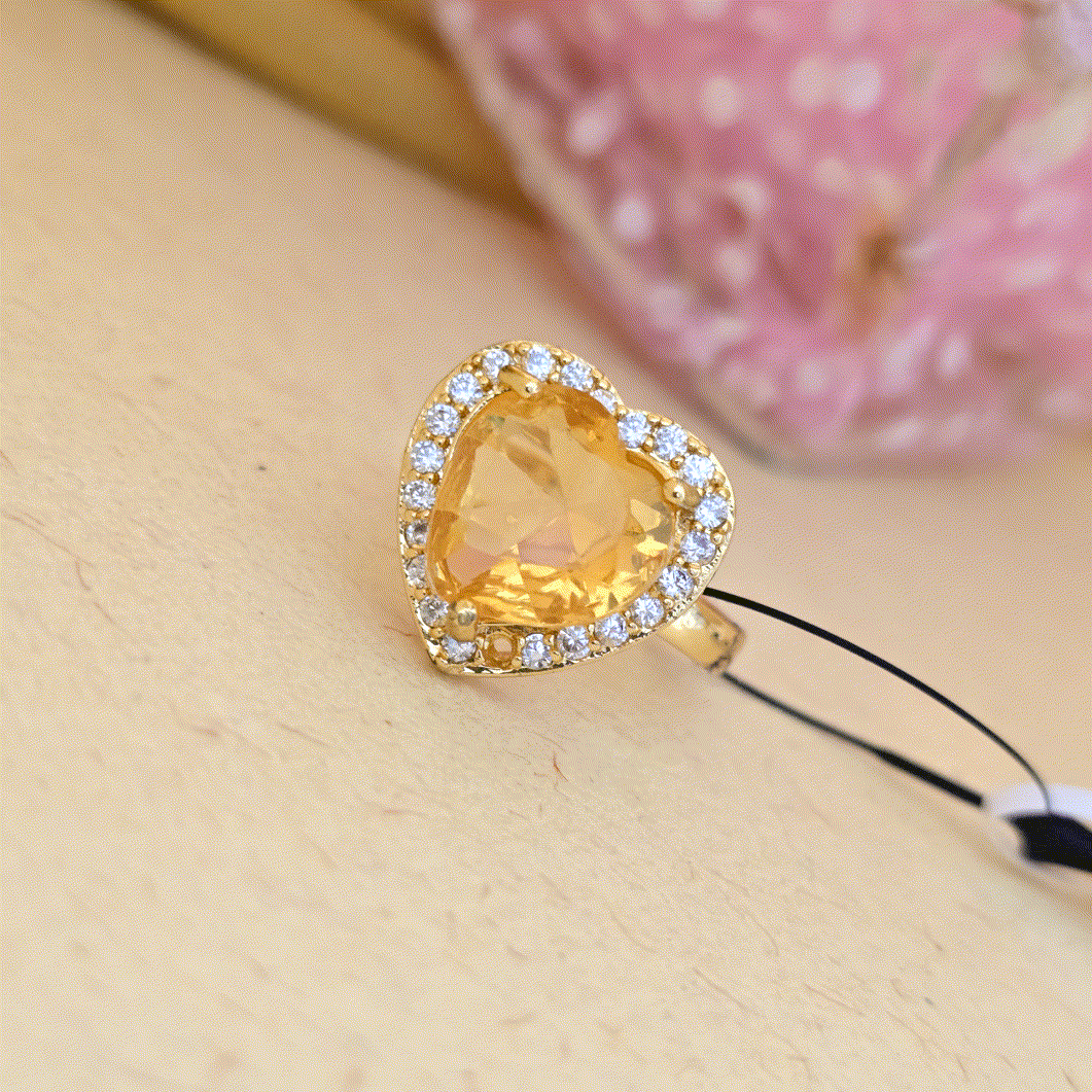 24K_Gold_Plated_Gold_Tone_AD_Zirconia_Heart_Shape_Free_Size_Adjustable_Ring - Saubhagya Collection 