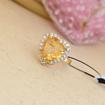 24K_Gold_Plated_Gold_Tone_AD_Zirconia_Heart_Shape_Free_Size_Adjustable_Ring - Saubhagya Collection 
