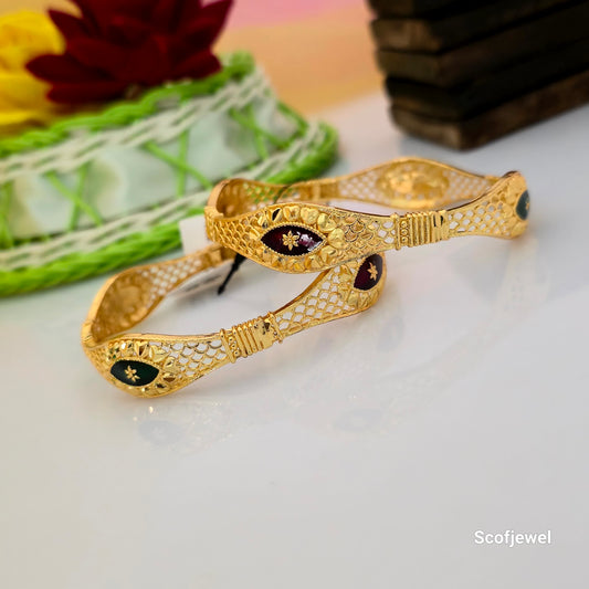 Gold-Plated Designer Bangles with Multicolour Stone Detailing | Traditional Bangles for Women