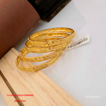 1.5 Gram Gold Forming Traditional Bangles Set for Women | Intricate Designer Gold Tone Bangles