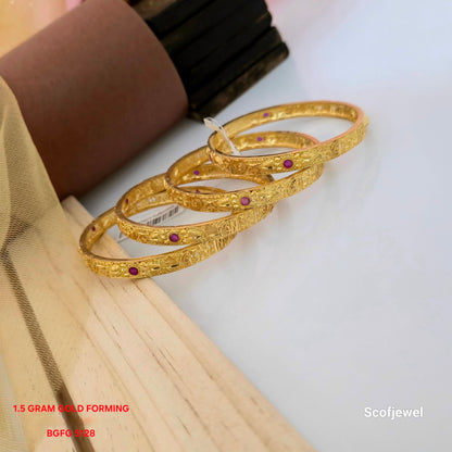 1.5 Gram Gold (Forming) Purple Stone Bangles Set of 4 | Traditional Designer Bangles for Women