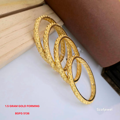 1.5 Gram Gold (Forming) Textured Designer Bangles Set of 4 | Traditional Gold Finish Bangles for Women