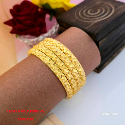 1.5 Gram Gold (Forming) Textured Designer Bangles Set of 4 | Traditional Gold Finish Bangles for Women