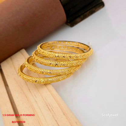 1.5 Gram Gold (Forming) Designer Bangles Set for Women | Intricate Diamond Pattern Gold Bangles