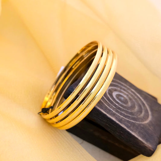 Gold Plated Textured Bangles Set for Women | Minimal Traditional Daily Wear Kada Set
