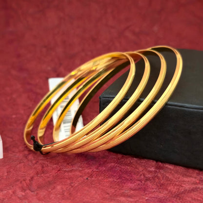 Gold Plated Textured Bangles Set for Women | Minimal Traditional Daily Wear Kada Set