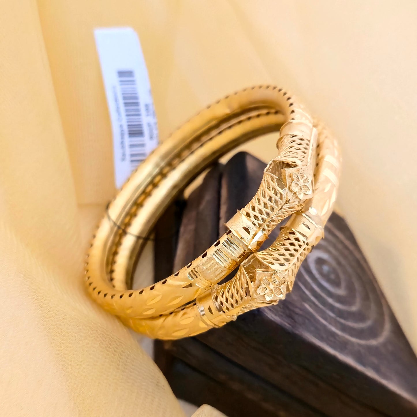 Gold Plated Traditional Kada Bangles with Intricate Center Motif | Designer Openwork Bangles