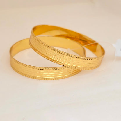 Gold Plated Striped Texture Bangles Set for Women | Modern Sleek Design Daily Wear Bangles