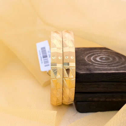 Gold Plated Geometric Texture Bangles Set for Women | Designer Pattern Statement Bangles